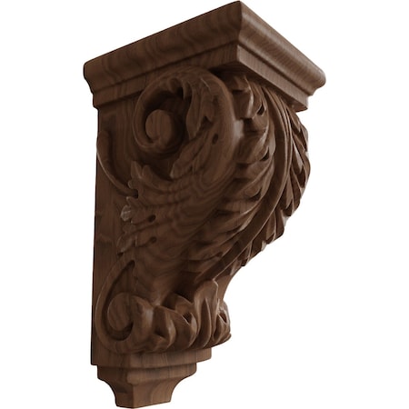 Ekena Millwork 3 1/2"W x 4"D x 7"H Small Acanthus Wood Corbel, Mahogany CORW03X04X07ACGM